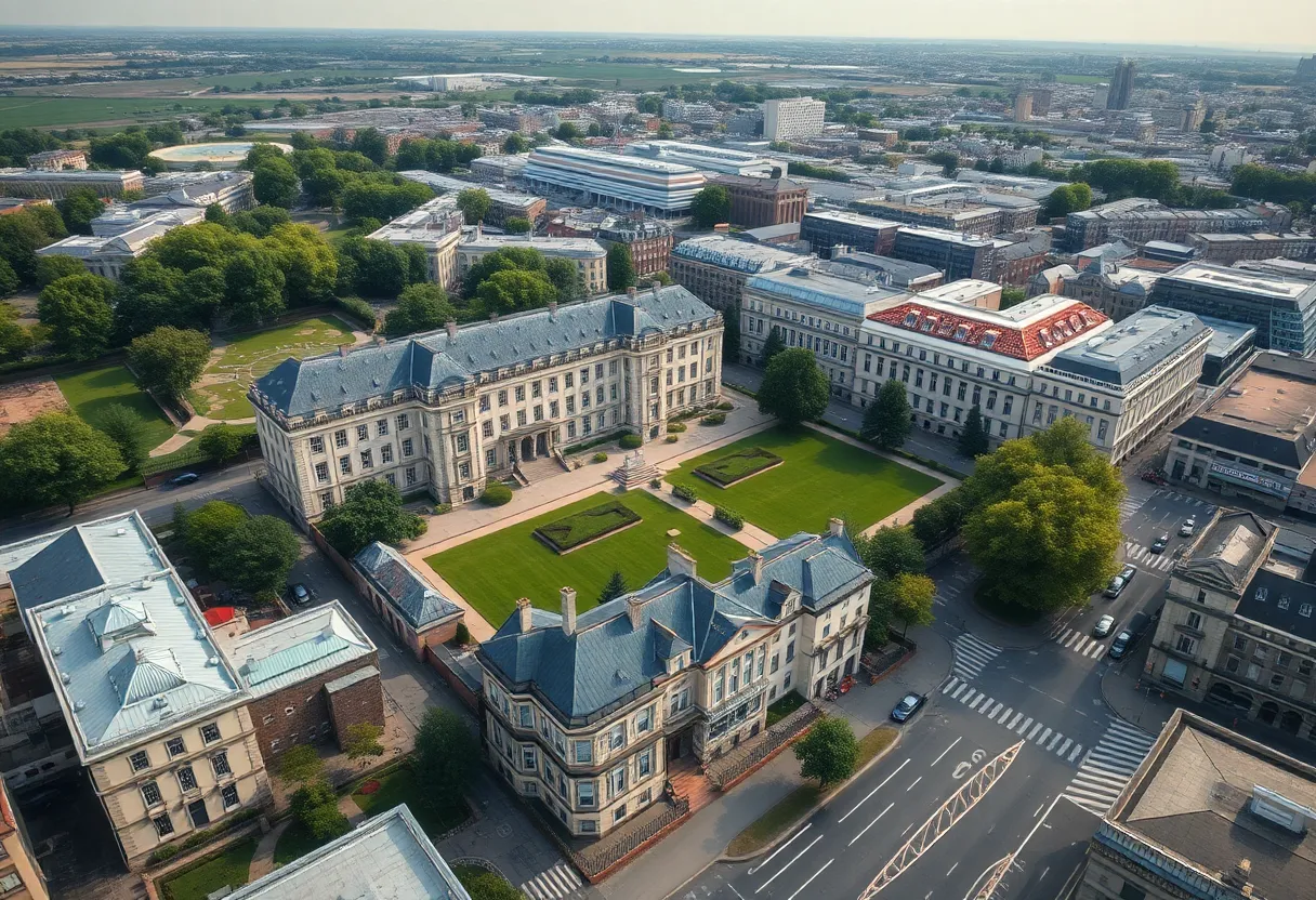 Aerial view of a historic property in Lexington, SC