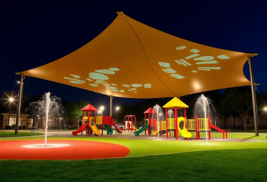 Irmo playground under construction with shade and lighting features