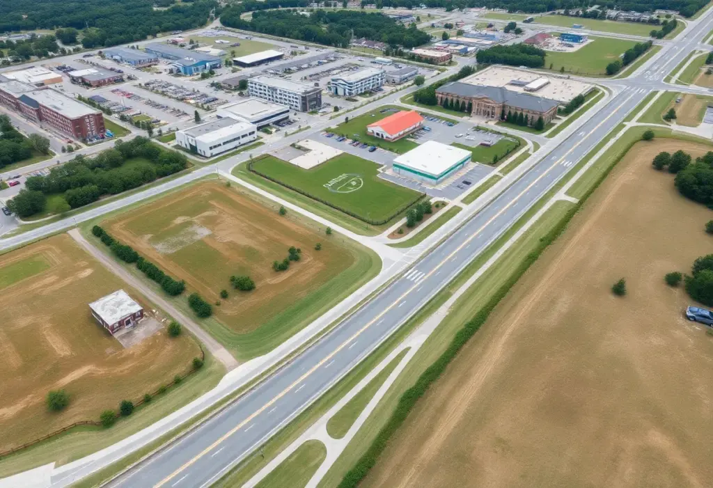Aerial view of the approved commercial development site in Irmo SC.