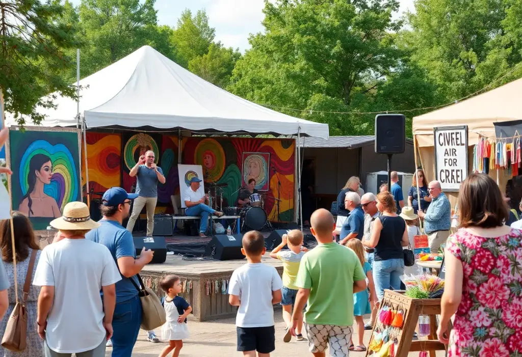 Outdoor concert scene from JerryFest 2025 with families and musicians