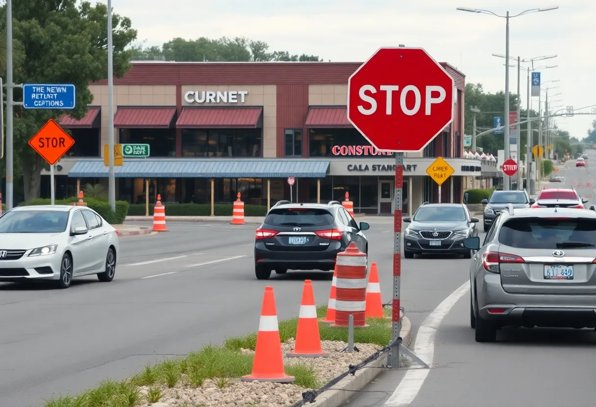 Road construction and new restaurant opening in Lexington, SC.