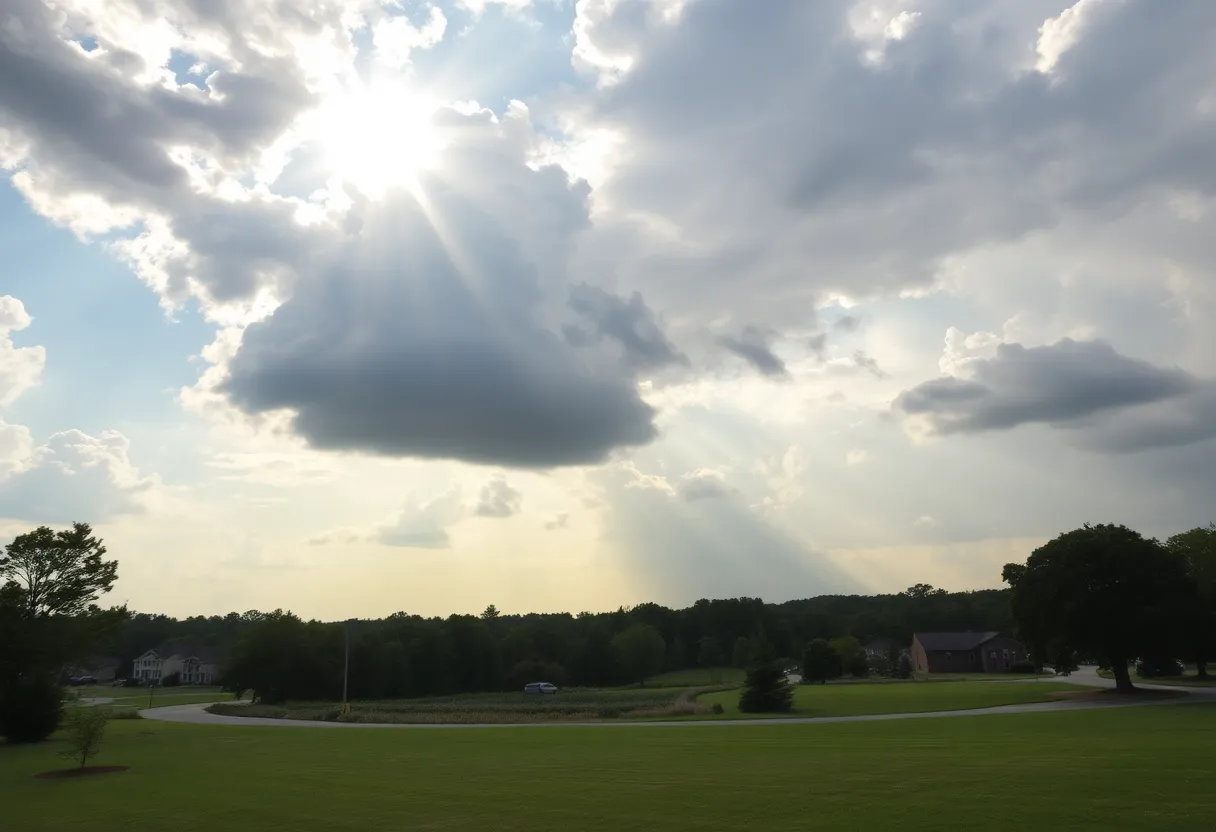 Landscape showing sunny weather transitioning to stormy clouds in Lexington SC