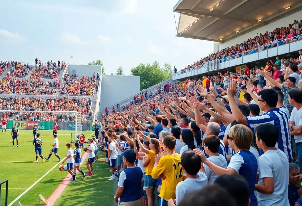 Community sports event in Lexington with fans and athletes in action