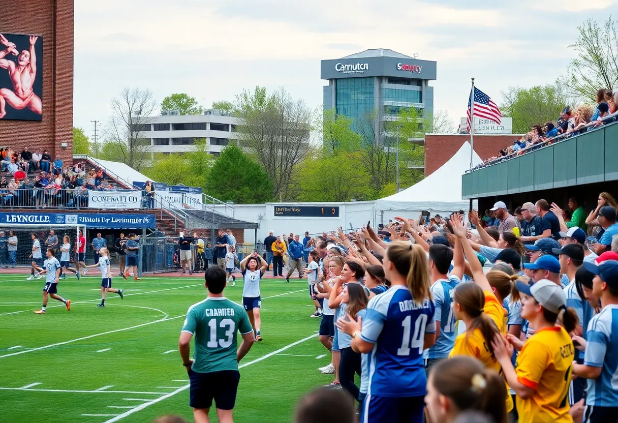 Crowd cheering at a sports event in Lexington