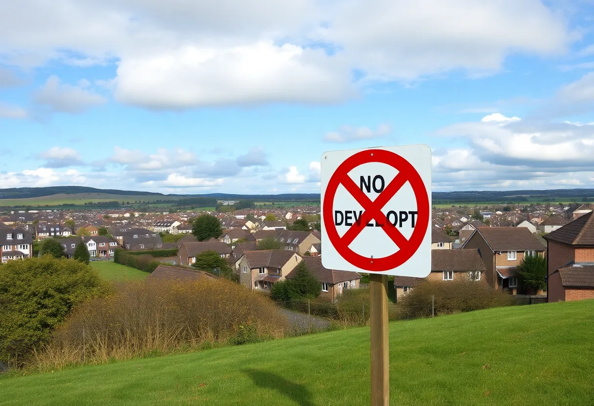 No Development sign in front of a school in Lexington