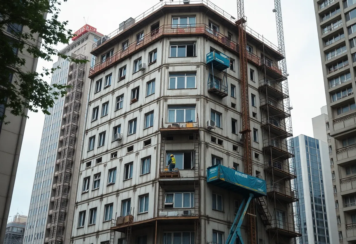 Renovation work on Marion Street High Rise