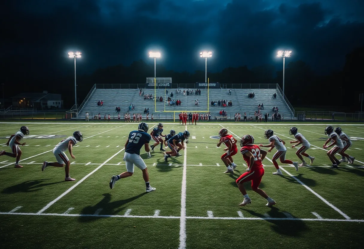 Midland Valley football team playing against Gray Collegiate Academy