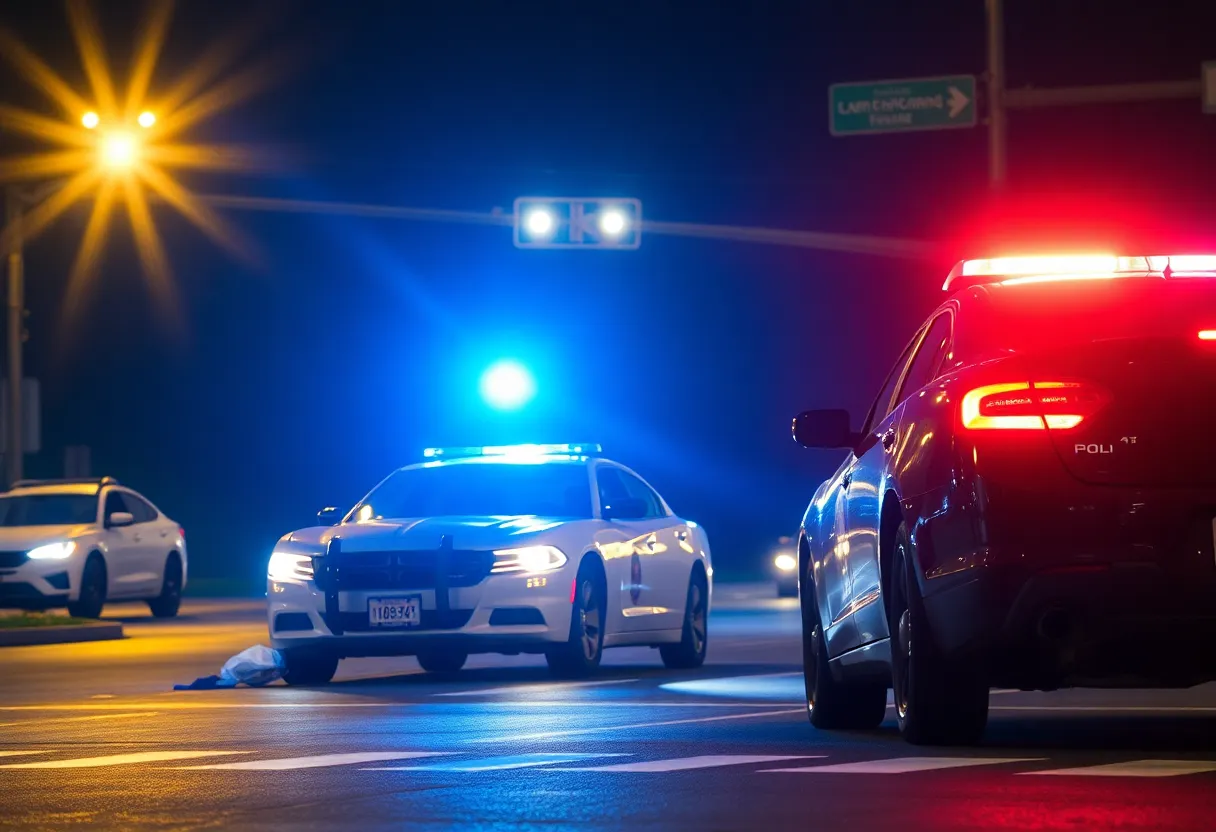 Scene of a police chase ending in a crash