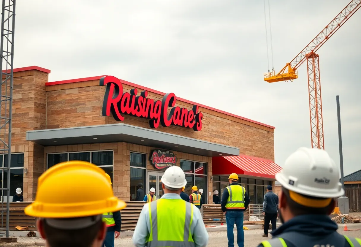 Construction site for Raising Cane's Chicken Fingers in Edison, NJ