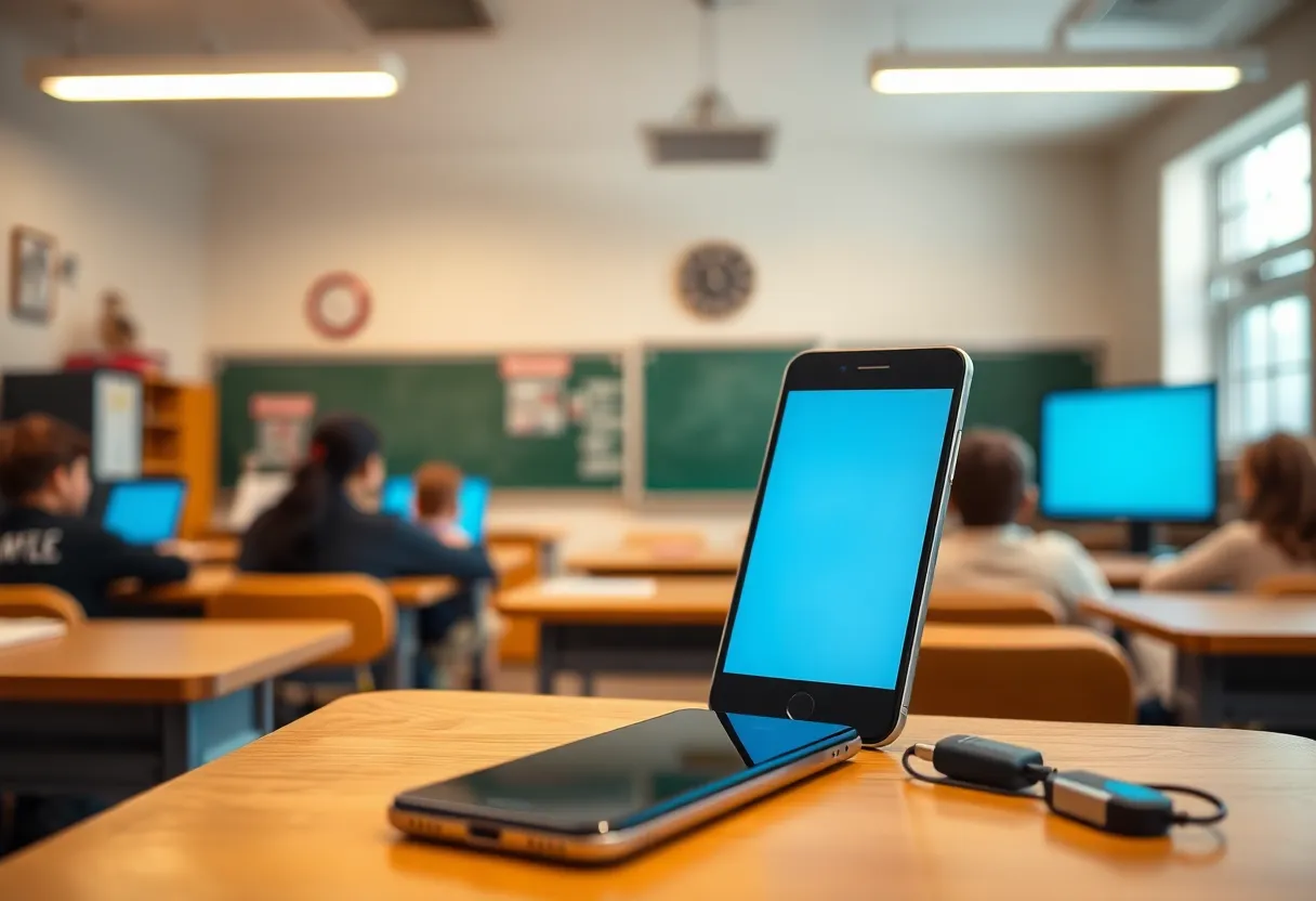 Classroom setting with representation of social media