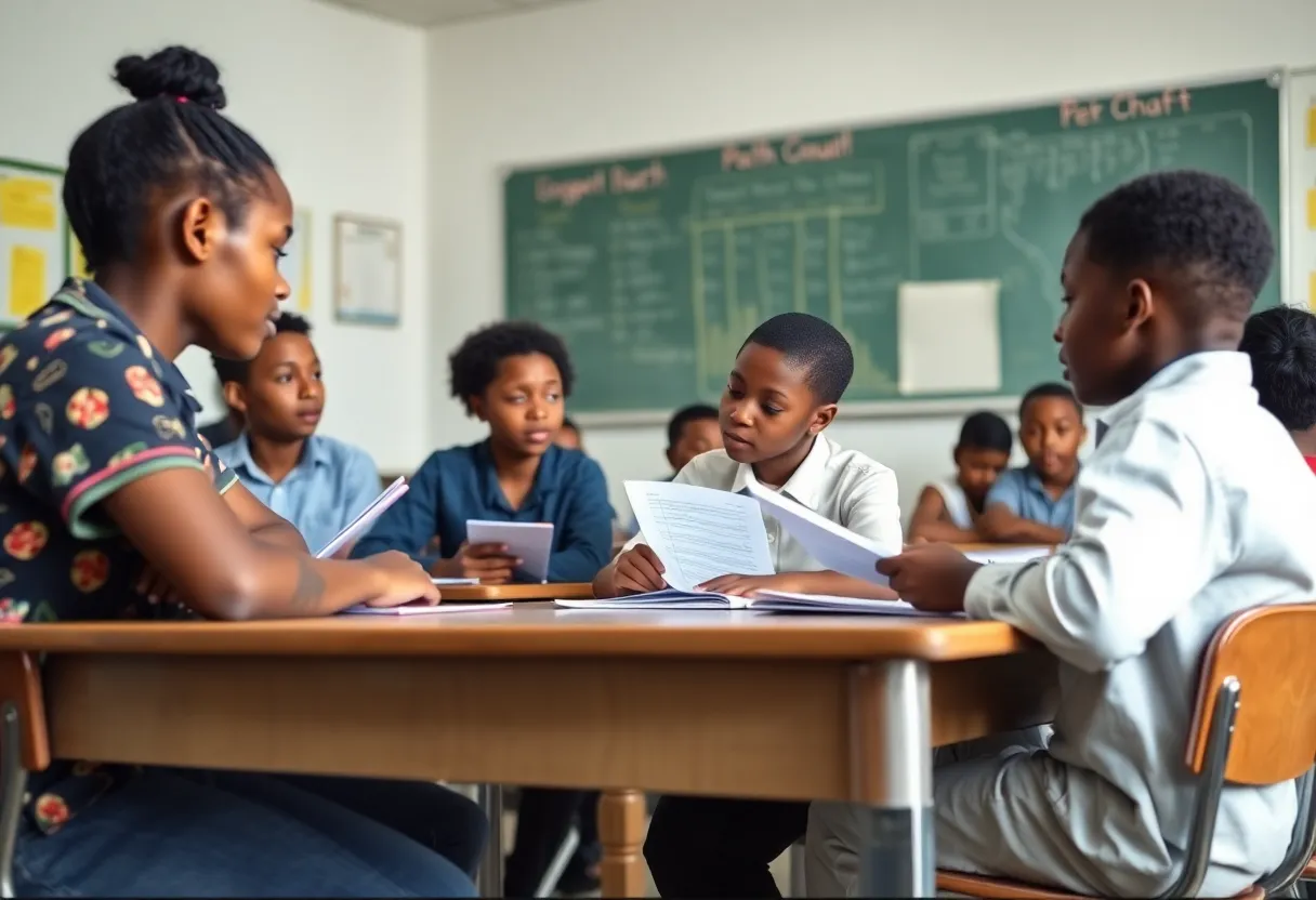 Students in a South Carolina classroom learning math and English