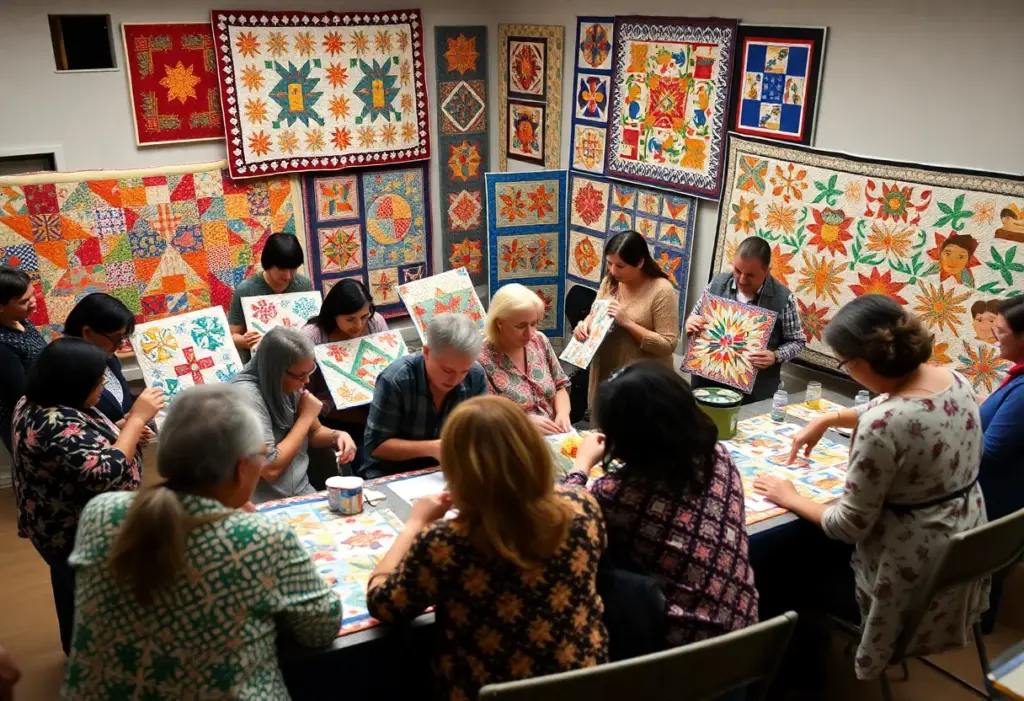 Participants engaging in a story quilt workshop at Richland Library