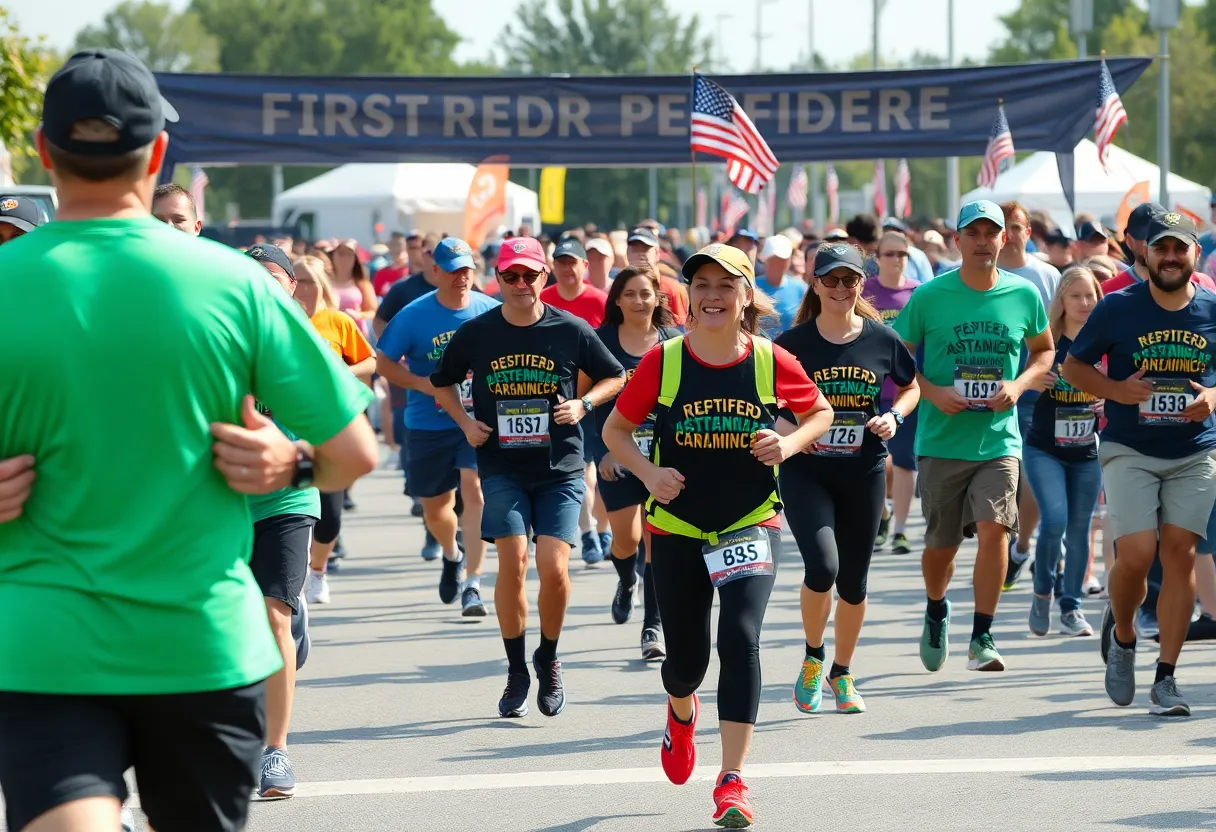 Participants gather for the Tunnel to Towers 5K Run and Walk honoring first responders.