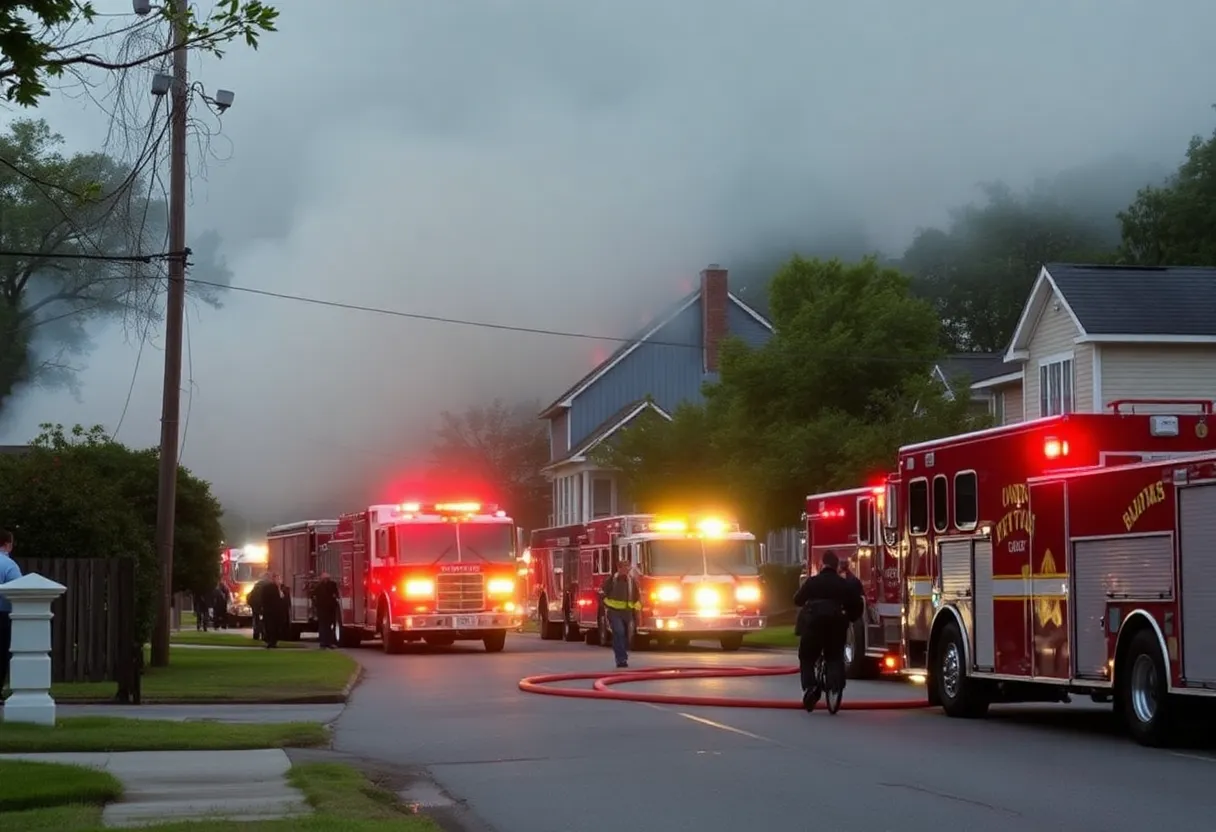 Firefighters responding to a house fire in West Columbia