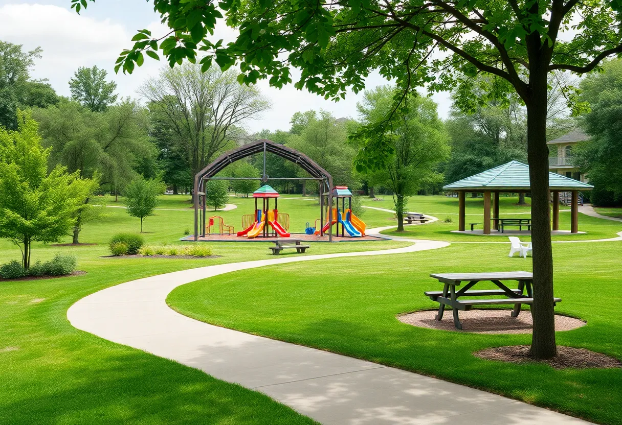 Wingard Park landscape with playground and picnic area
