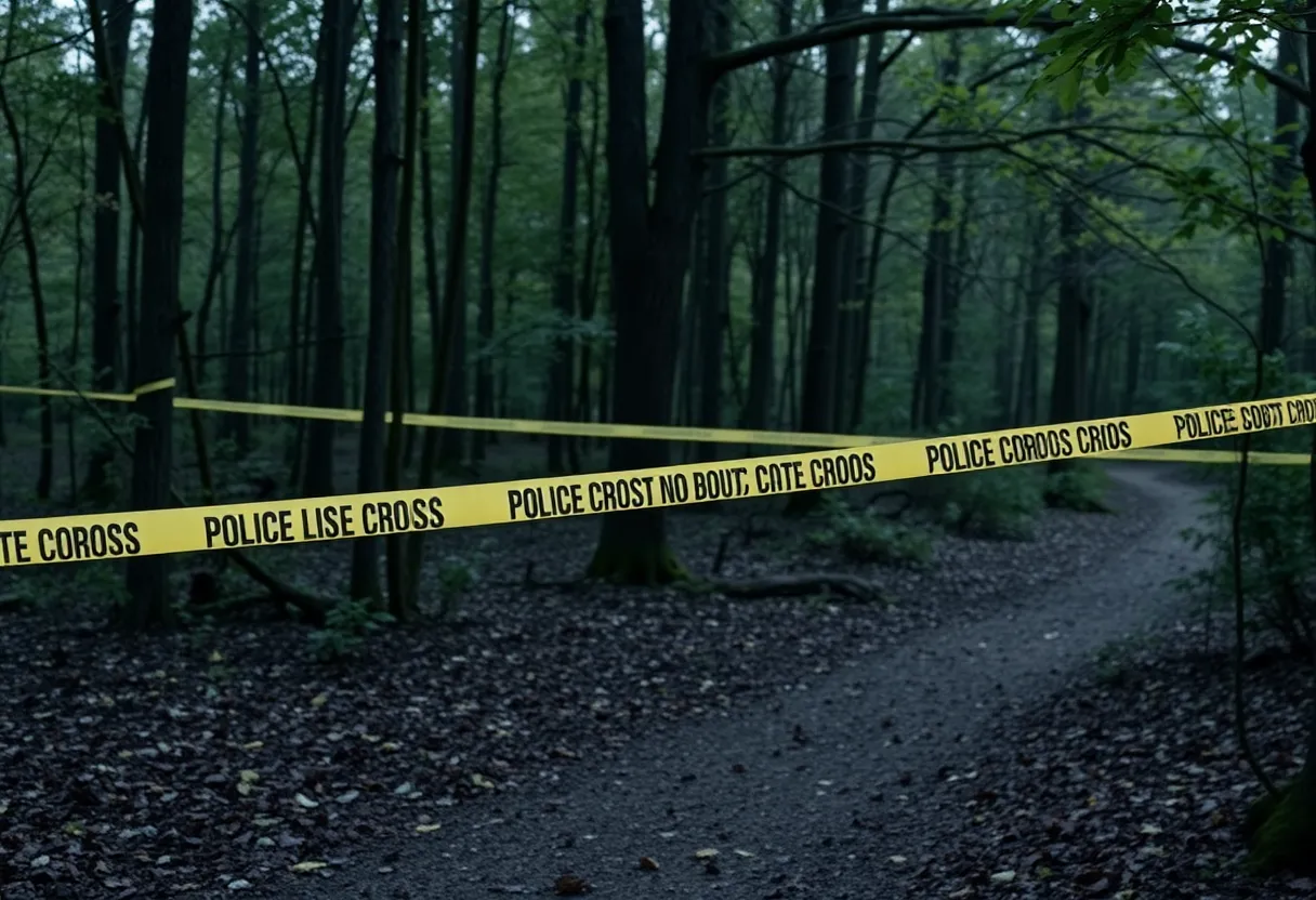 Wooded area where human remains were discovered in Columbia