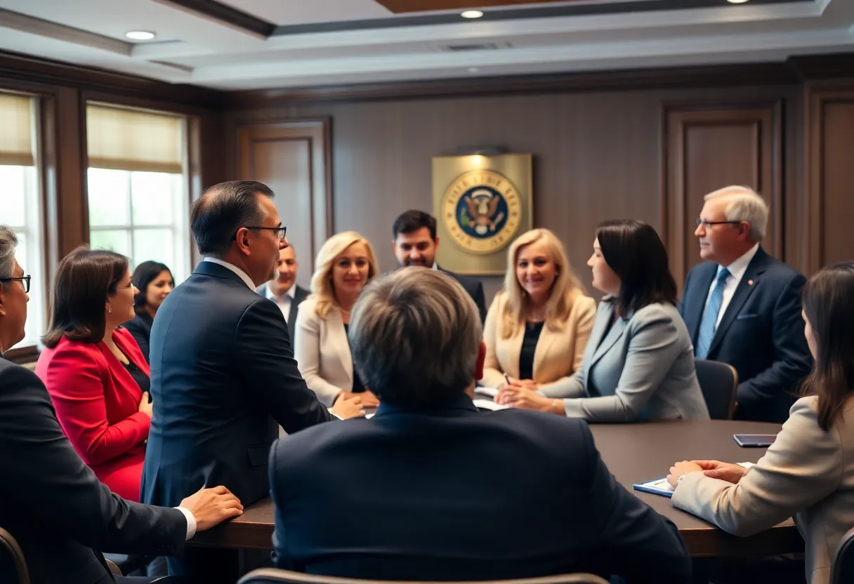 Politicians collaborating on congressional term limits in a meeting