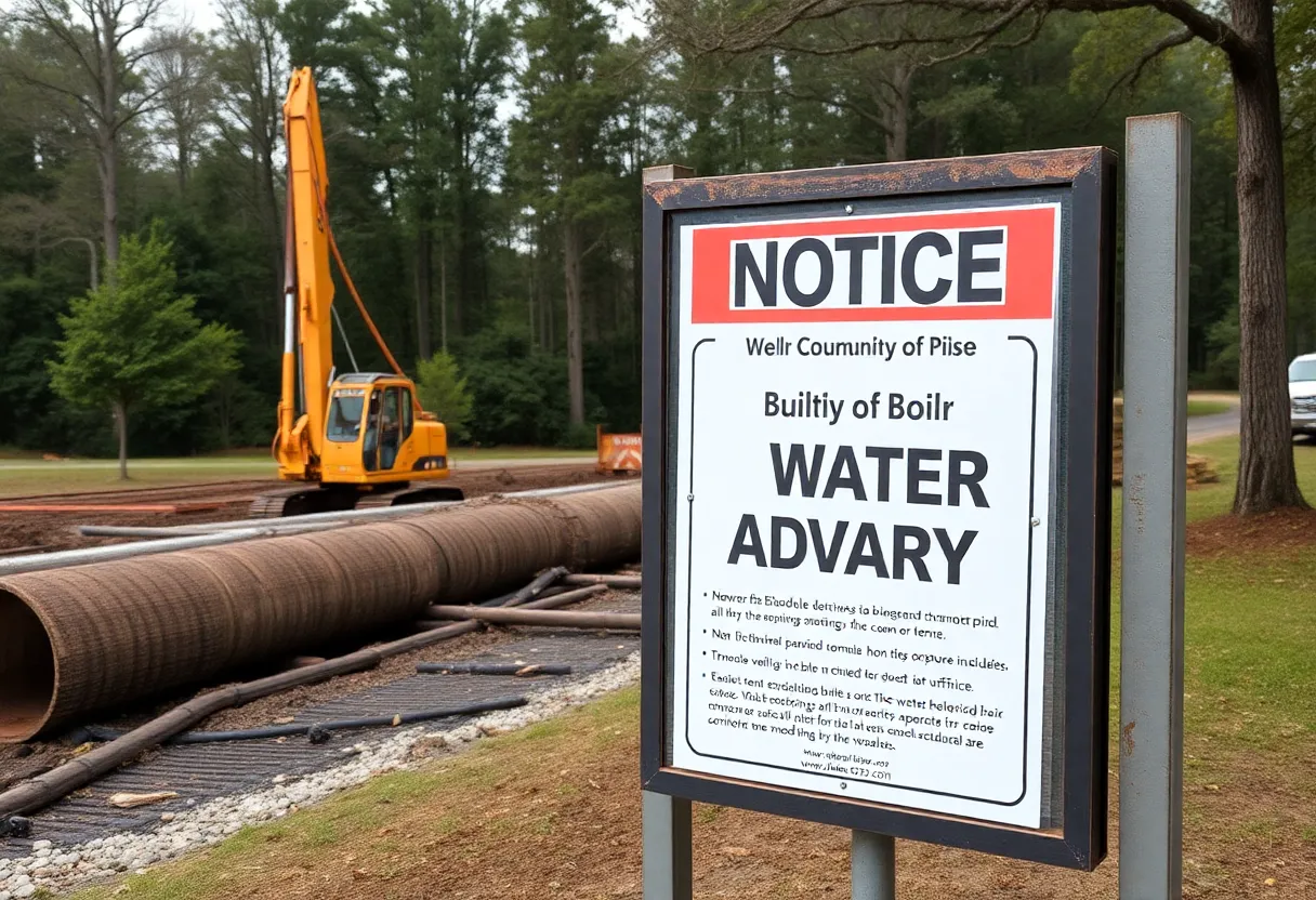 Notice about boil water advisory in Lexington, SC