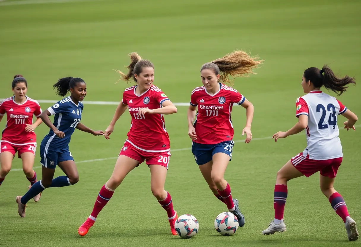 Carolina Ascent players celebrating a goal during a match