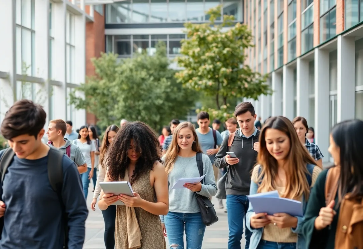 Students engaged in academic activities on Columbia College campus