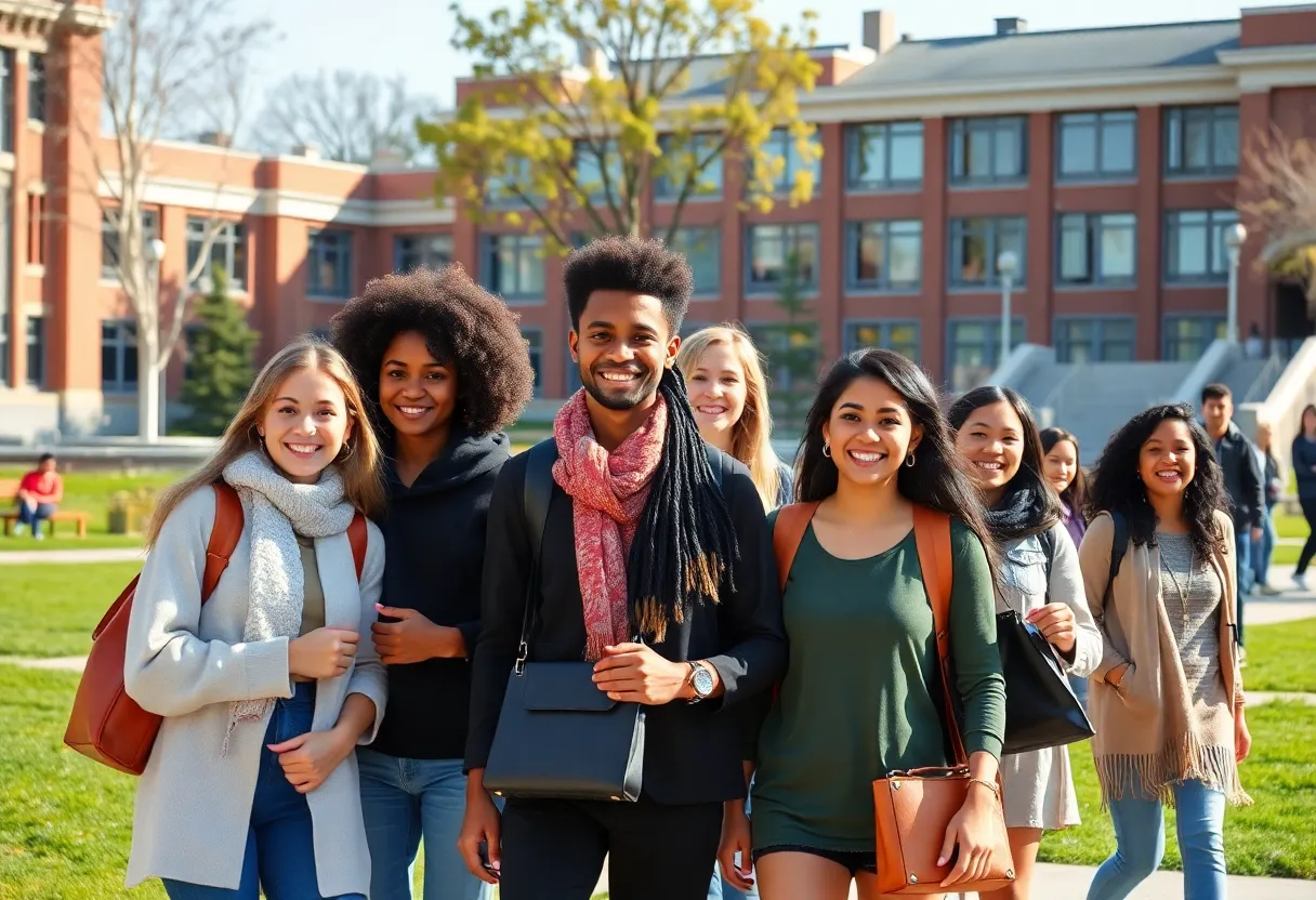 Diverse students on Columbia University campus