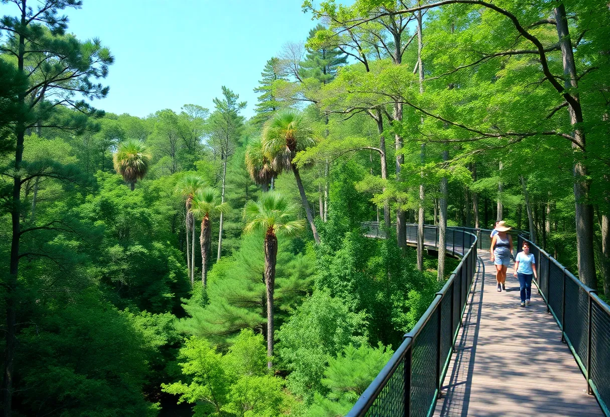 Visitors hiking in Congaree National Park