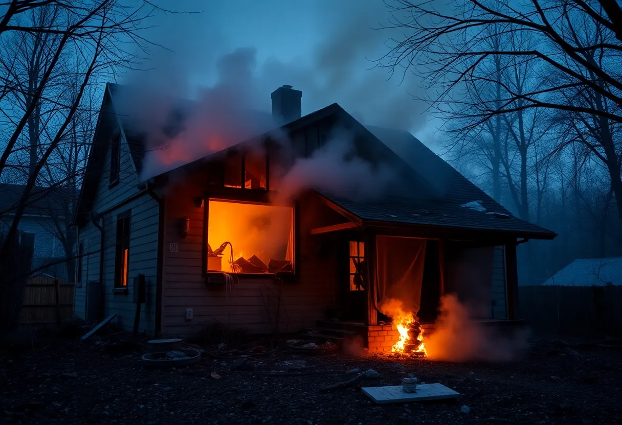 Scene of a home destroyed by fire in Lexington County