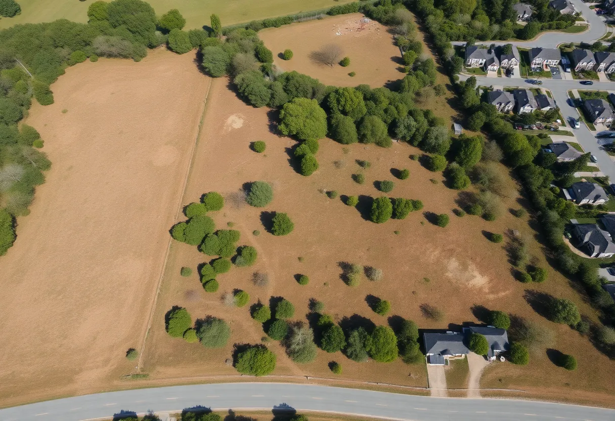 Aerial view of the proposed Enclave at Woodtrail development site