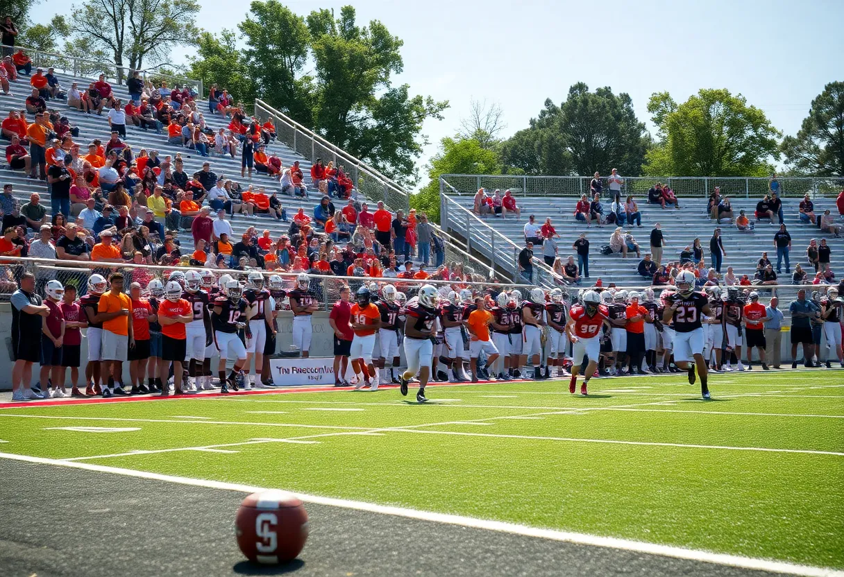 Players in action during a high school football game