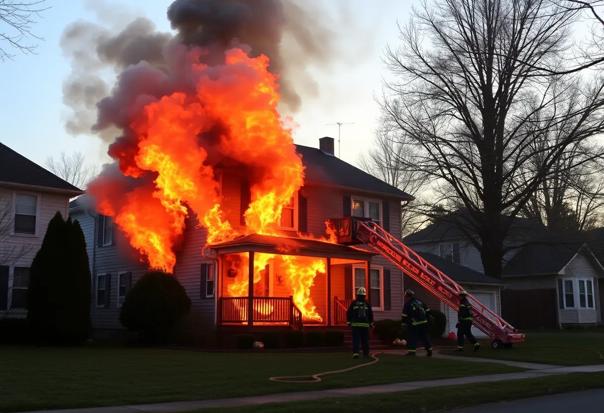 Firefighters battling a house fire in Lexington County