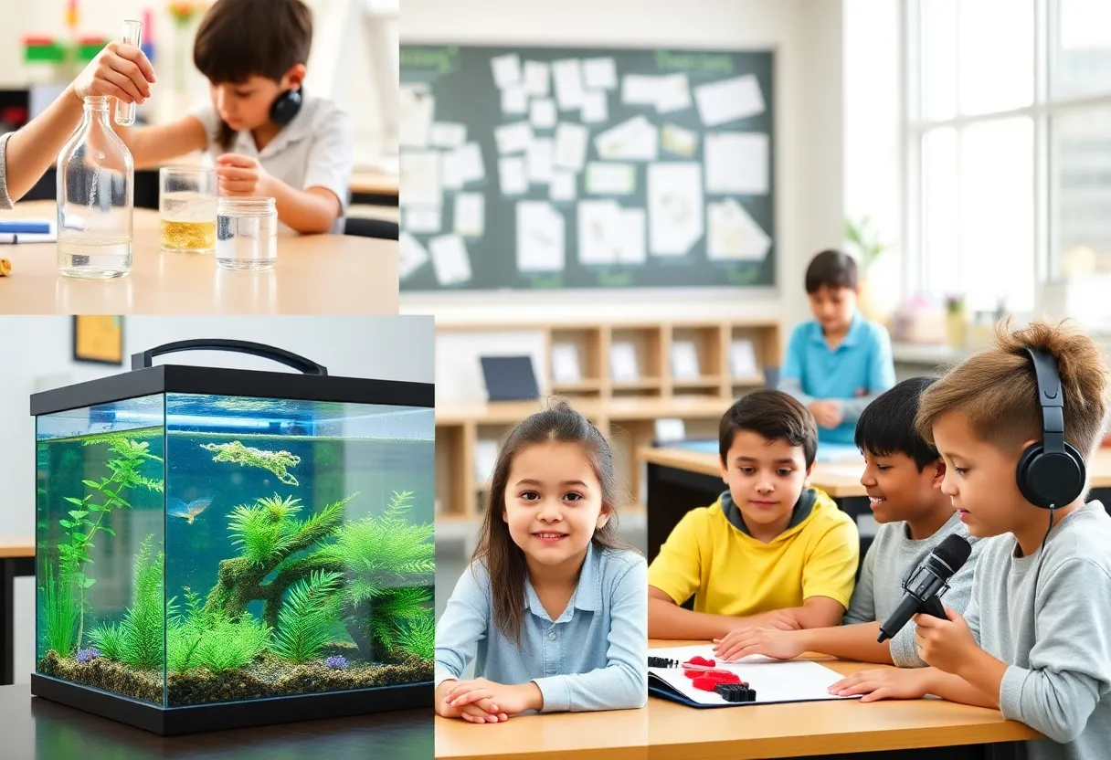 Students participating in various innovative classroom projects funded by grants.