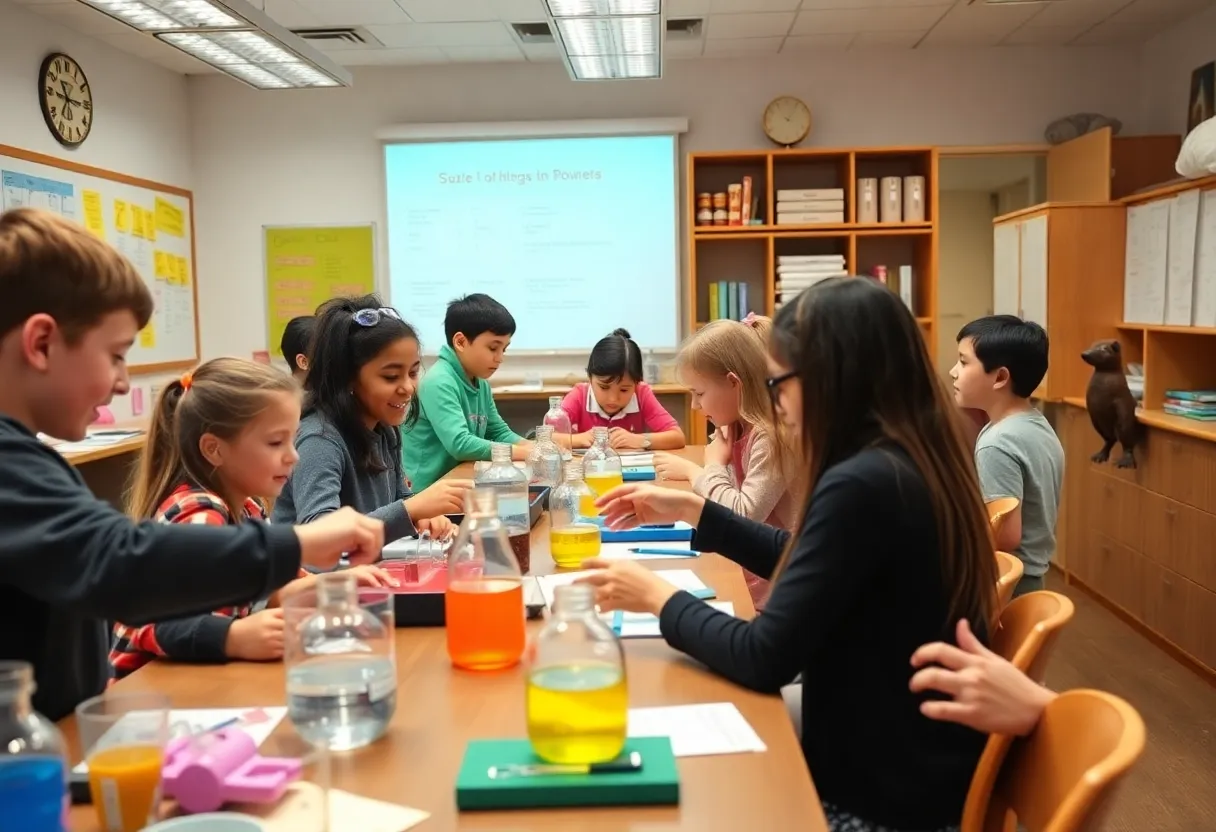 Students engaging in innovative learning activities in a classroom