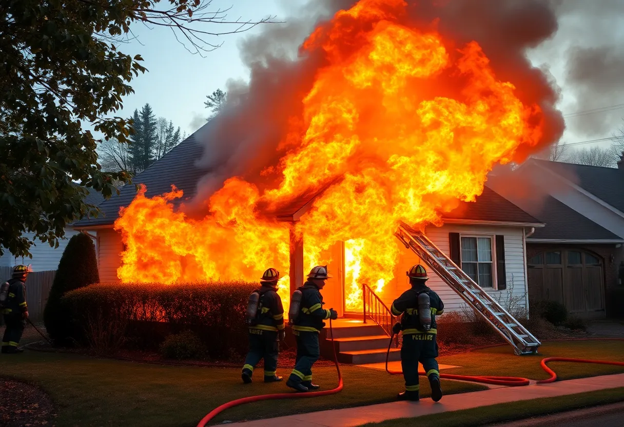 Firefighters battling a house fire in Irmo, S.C.