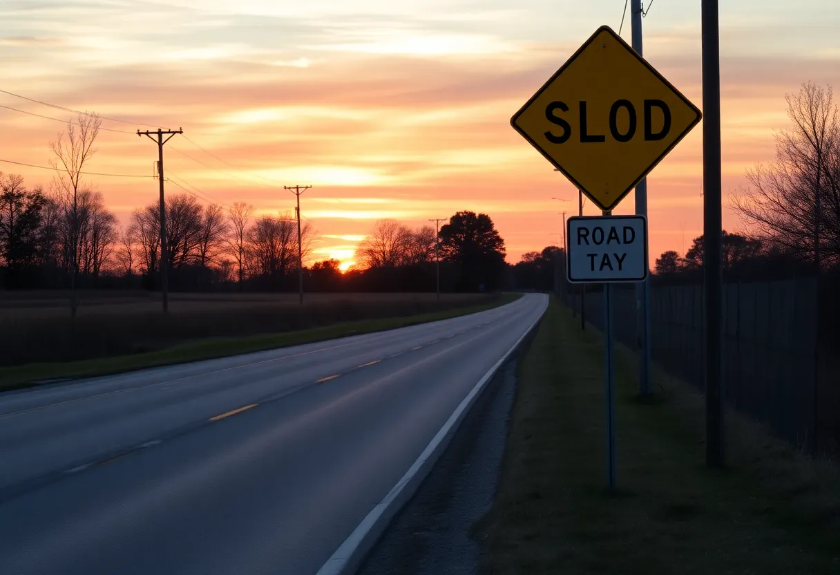 Rural road in Lexington County with road safety signs.