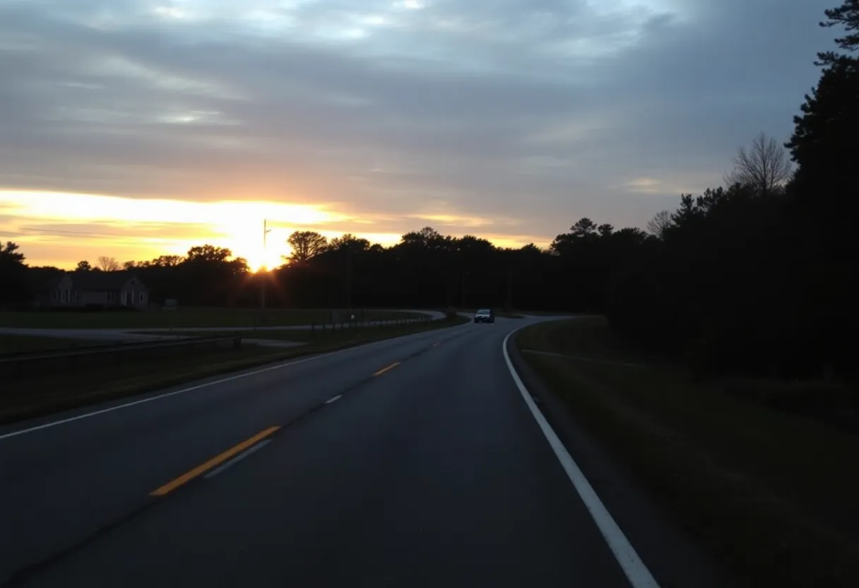 Road in Lexington County during sunset