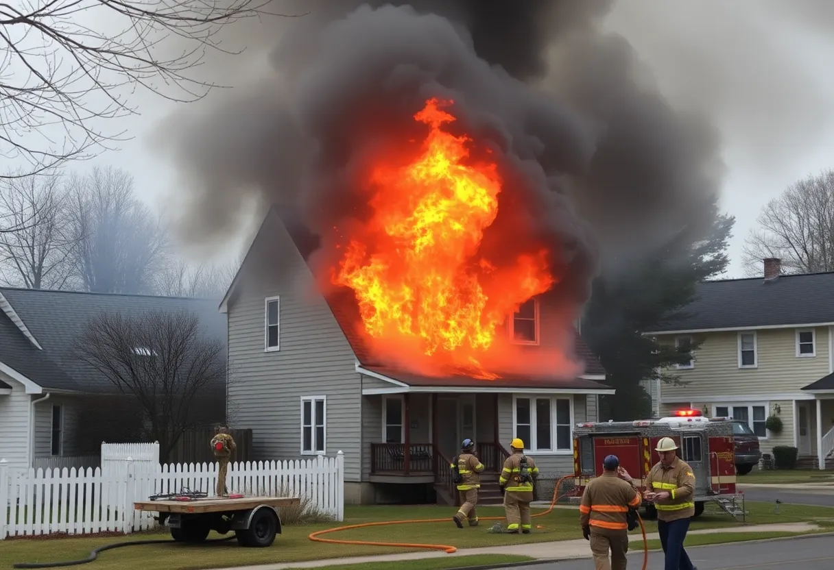 Firefighters battling a house fire in Lexington, South Carolina.