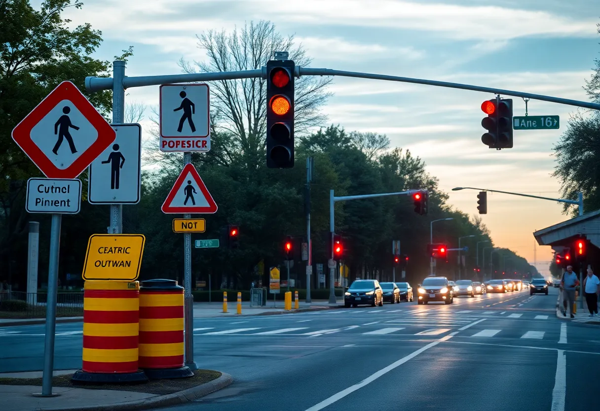 An image representing pedestrian safety at a road intersection