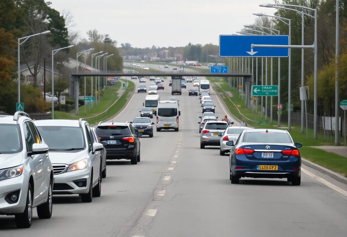Traffic on North Highway 17 emphasizing pedestrian safety