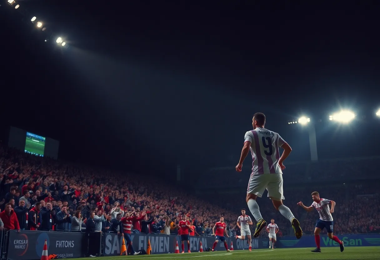Scene of Phoenix Rising FC soccer match with players in action