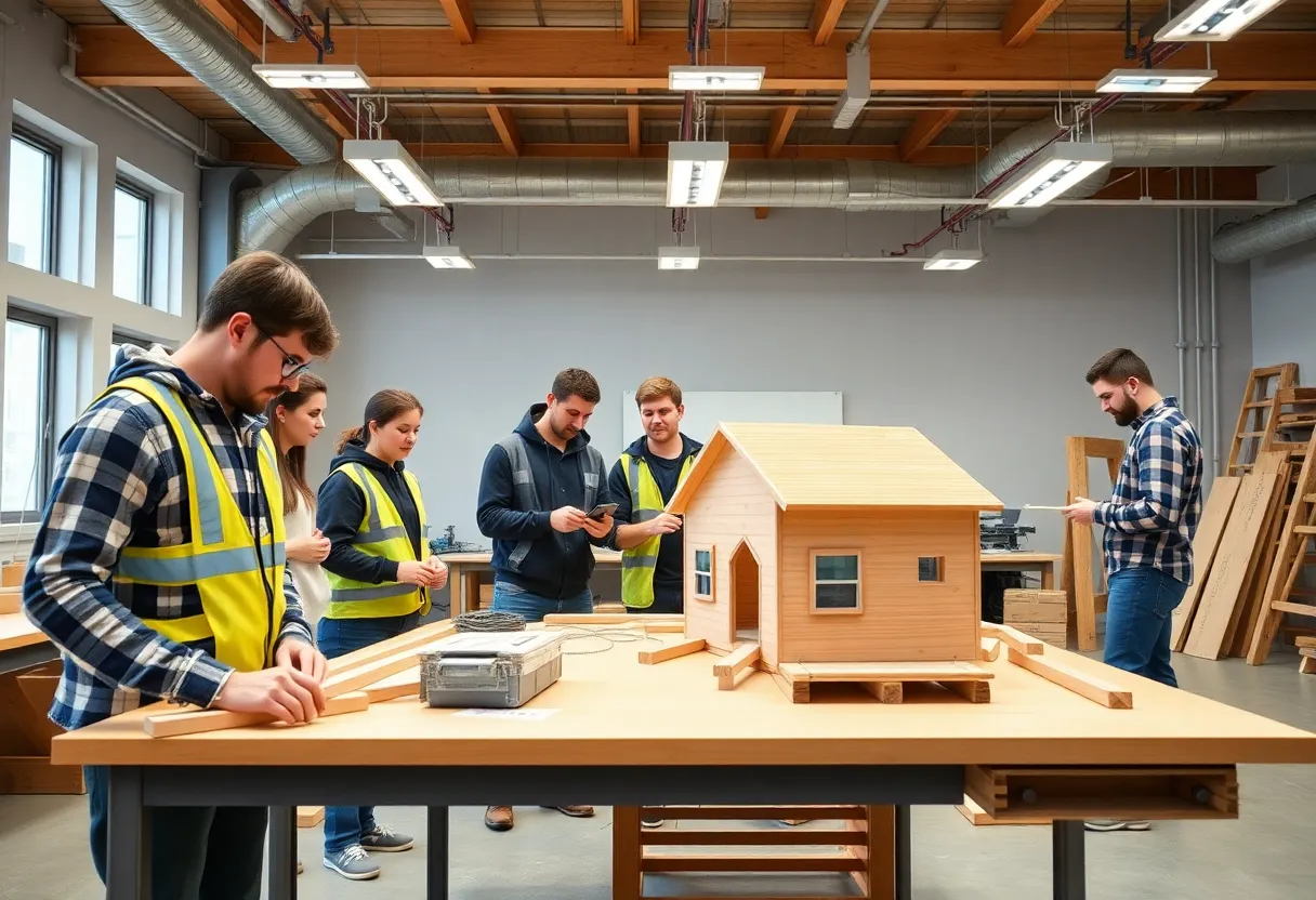 Students in a technical college construction training program