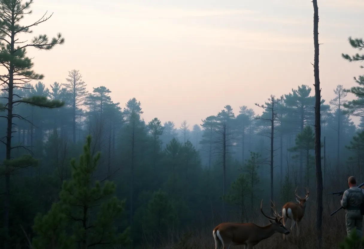 Hunters in South Carolina woods during deer hunting season