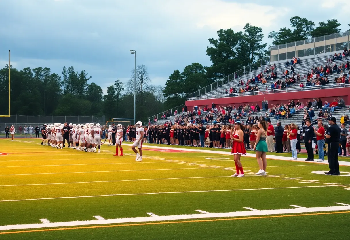 High school football teams competing in a game in South Carolina.