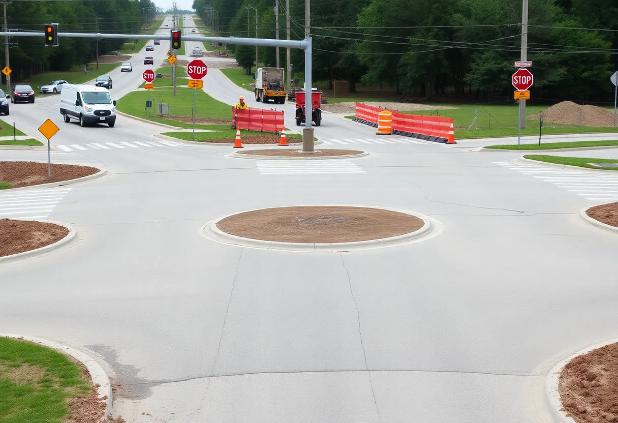 Construction site for the traffic shift at Old Wire Road and US 21.