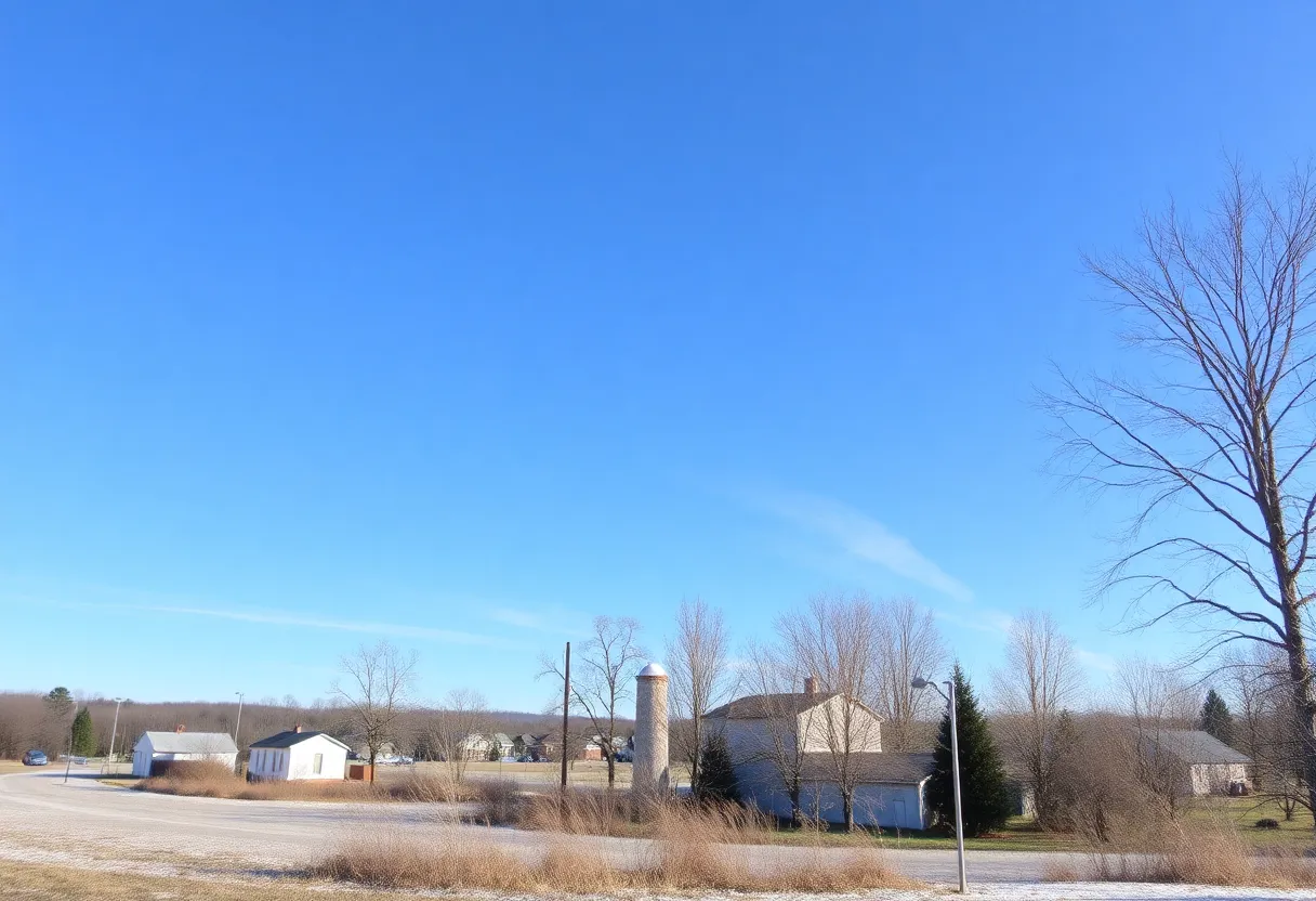 Winter landscape in Lexington SC with clear skies