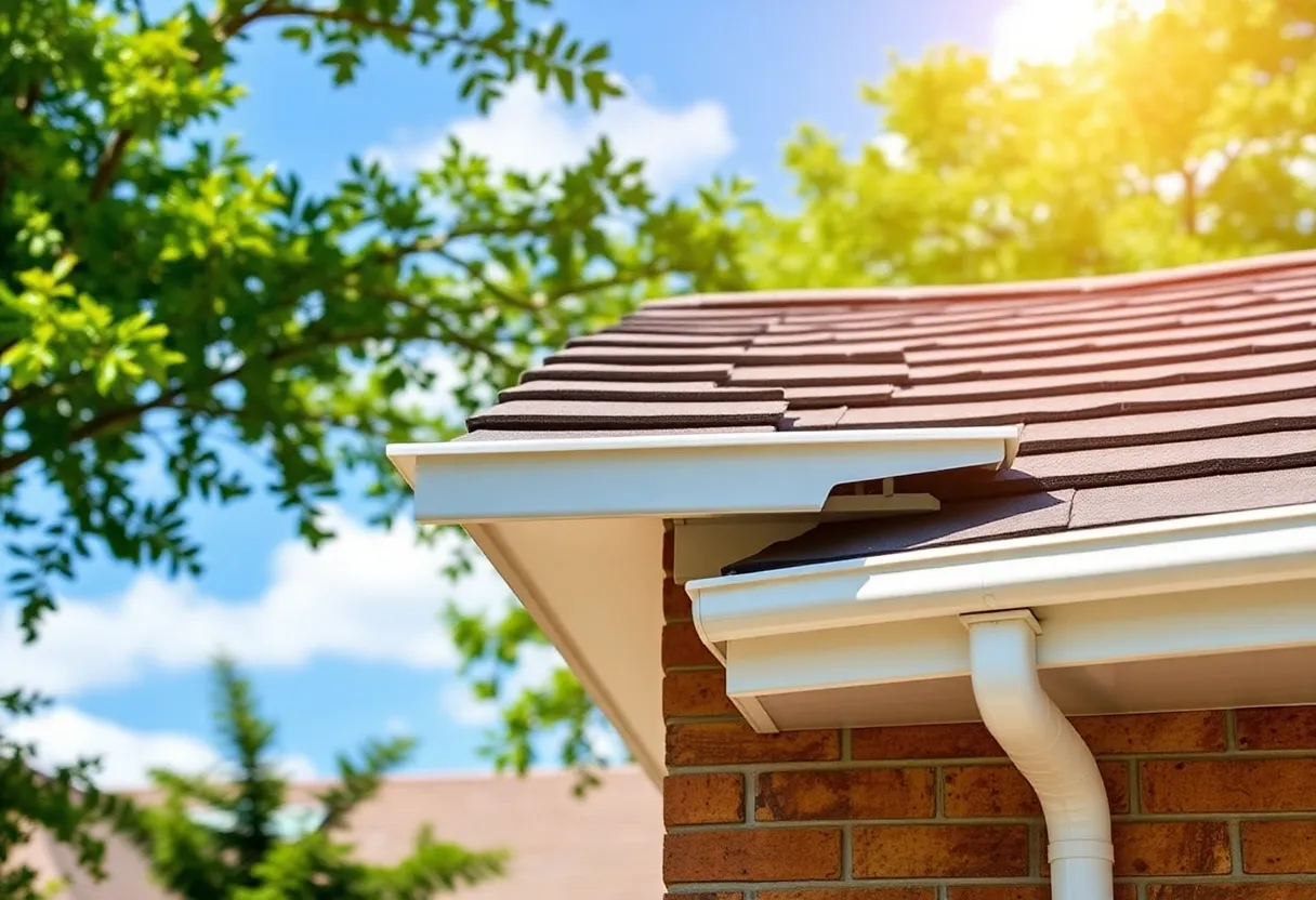 Residential roof with efficient drainage systems in place