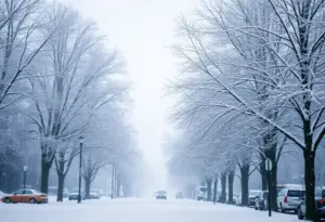 Snow-covered landscape in Lexington SC