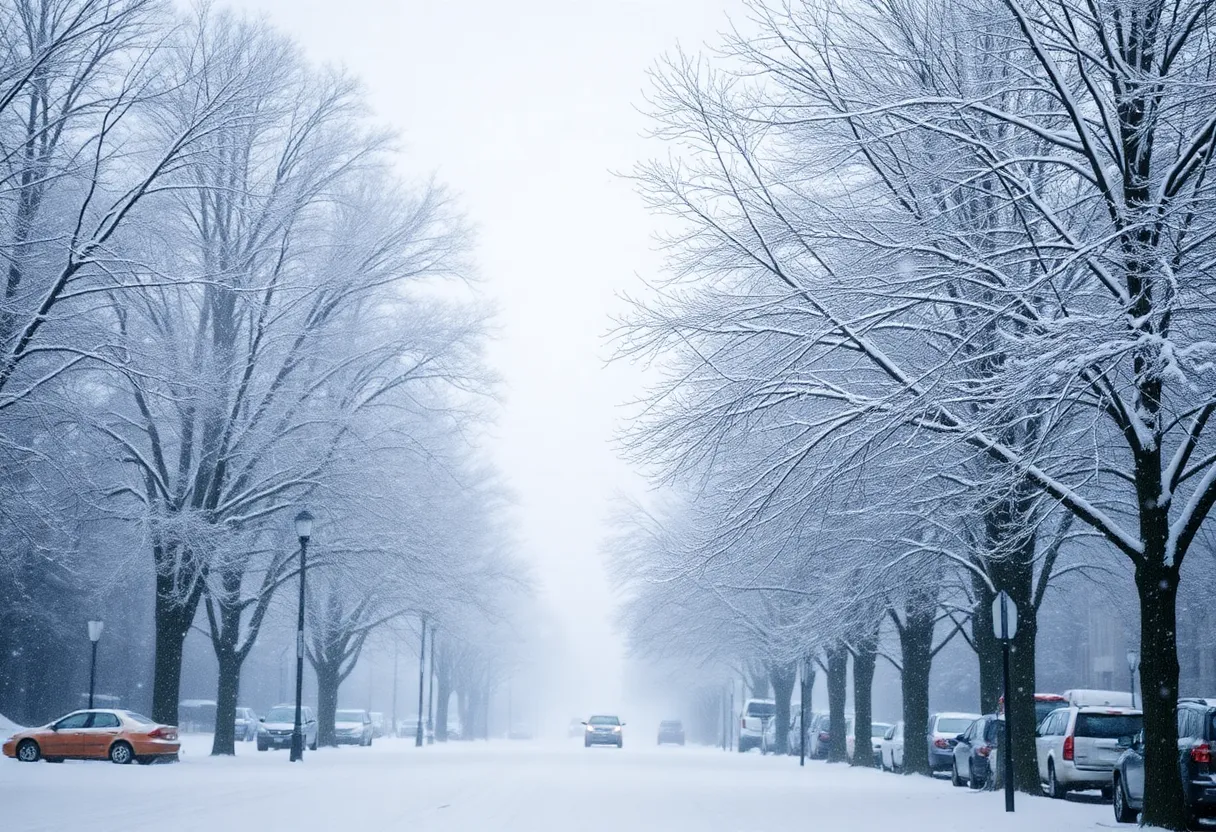 Snow-covered landscape in Lexington SC