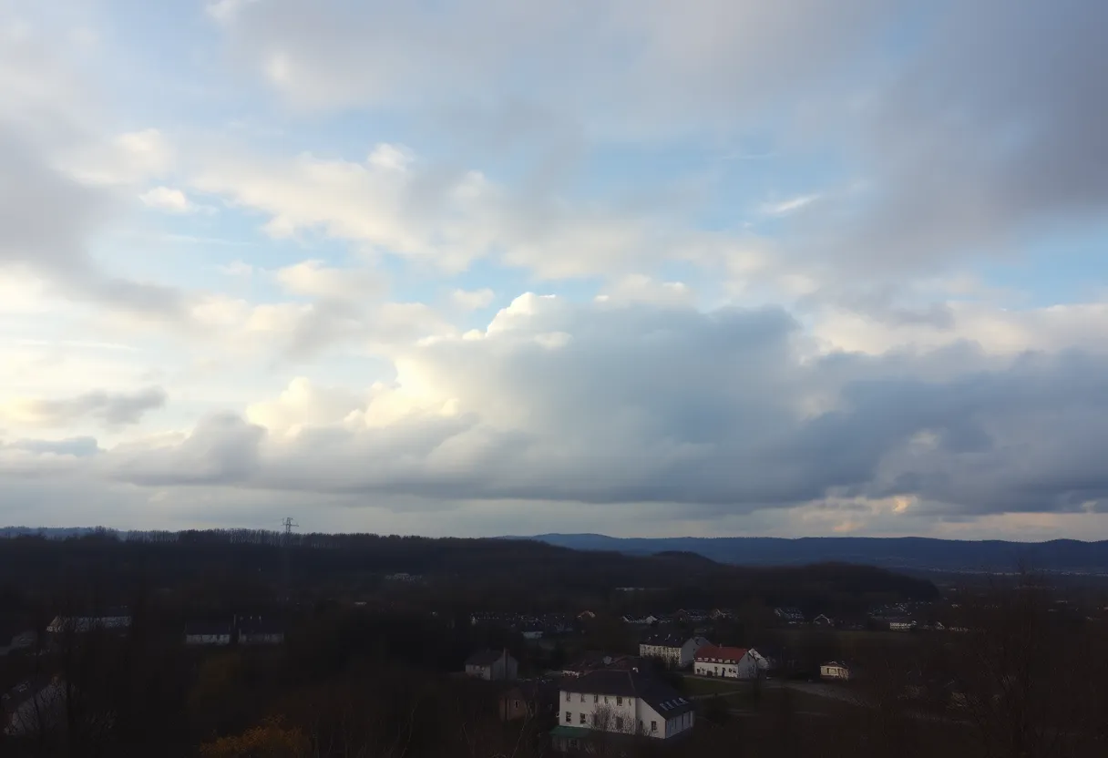Cloudy sky in Lexington, SC on a chilly January morning