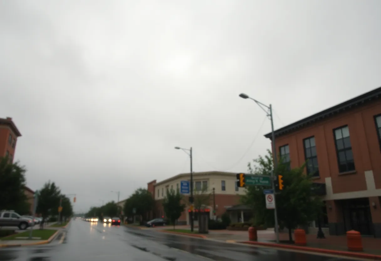 Cloudy skies and rain in Lexington SC