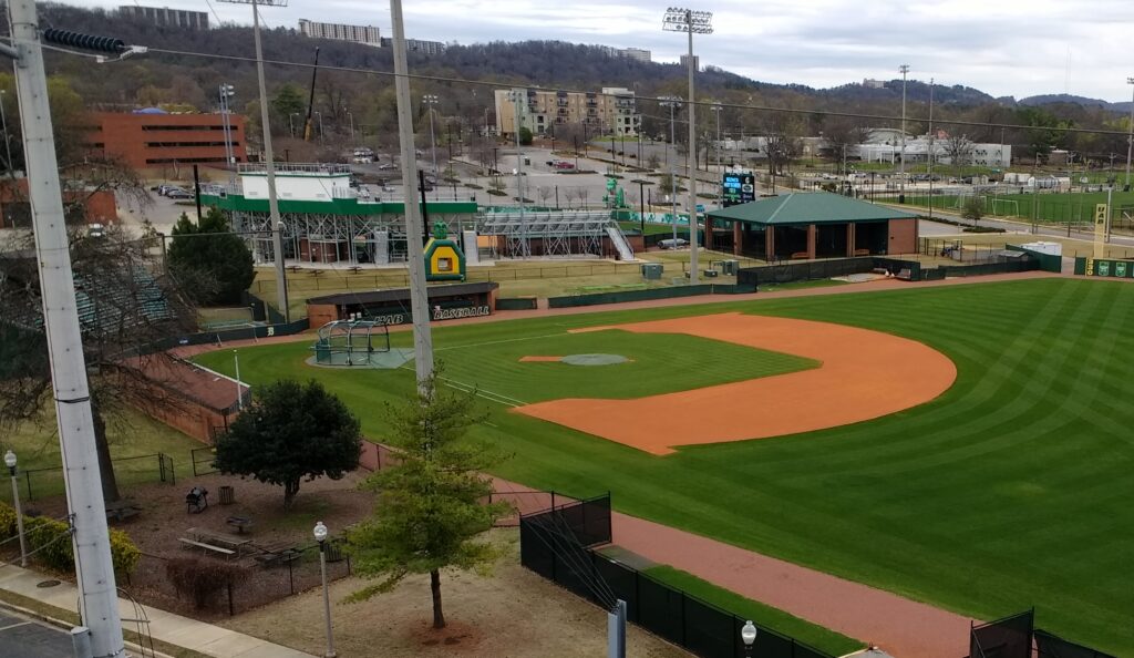 Baseball dugout and infield